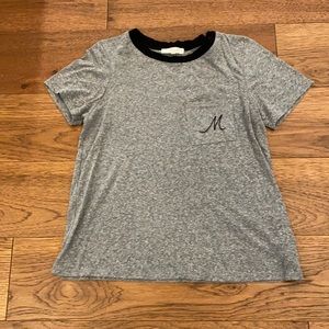 Heathered grey M initial pocket tee